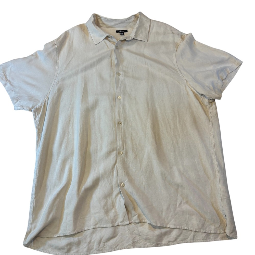 Alfani XXXL Mens Button Down Shirt Linen Blend Short Sleeve Casual Top